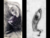 Le génie (à droite) - crayon, encre 1991
